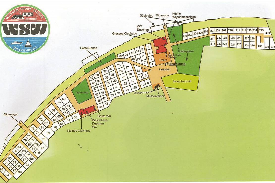 Campingplatz Drakenburg Wassersport Weser e.V. in Deutschland - Spottocamp  - Spottocamp